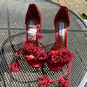 Steve Madden Women's Red Fringe Sandals